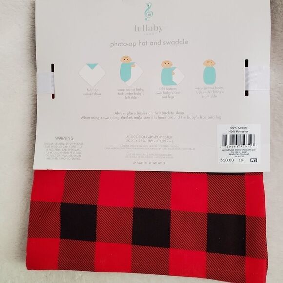 🍁NEW Buffalo Plaid Baby Hat and Swaddle Blanket - Picture 3 of 6
